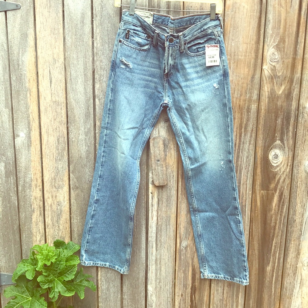 Abercrombie Light blue, distressed jeans.